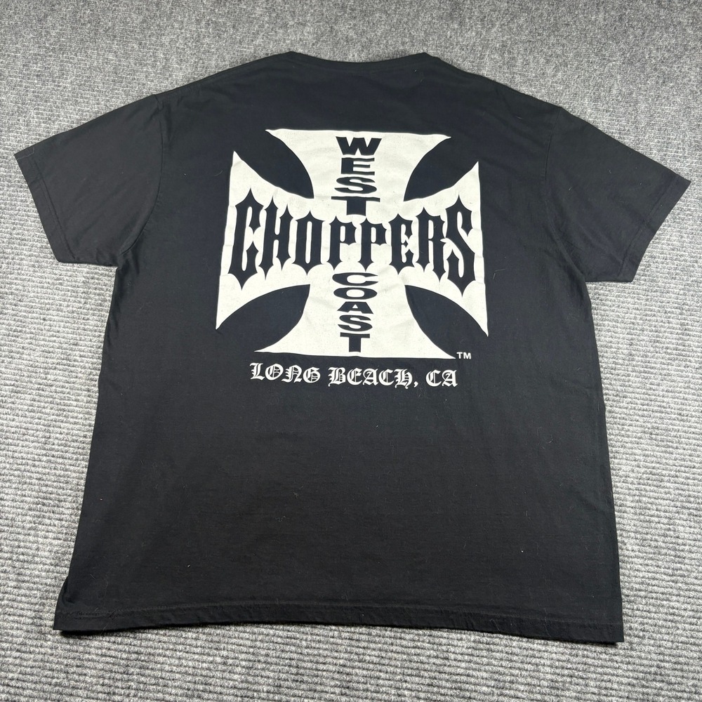 West Coast Choppers Mens XXL Black Iron Cross Graphic T-Shirt Long Beach CA 3908